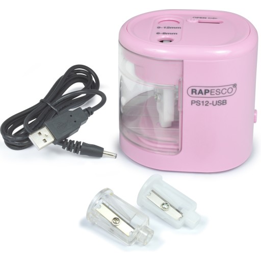 Электрическая точилка для двойных мелков Rapesco Pink Rose с контейнером