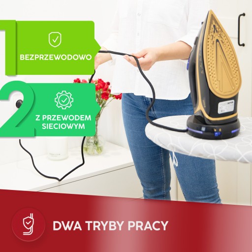 Żelazko bezprzewodowe parowe ceramiczne strażak anti drip 2600W MZE-26 MPM