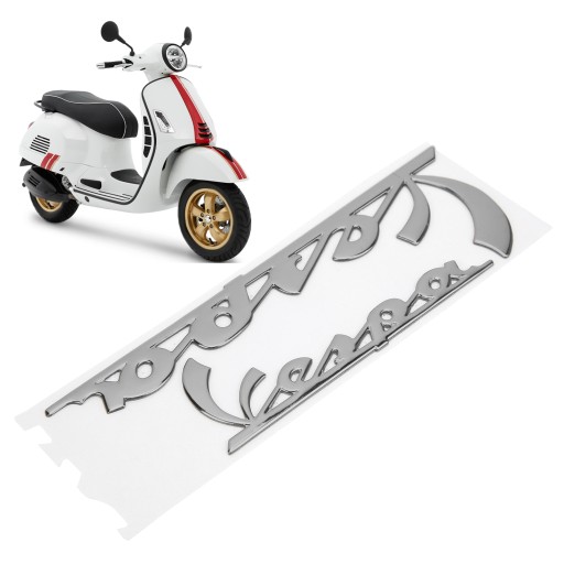 НАКЛЕЙКА С ЭМБЛЕМОЙ АВТОМОБИЛЯ VESPA, СЕРЕБРЯНАЯ