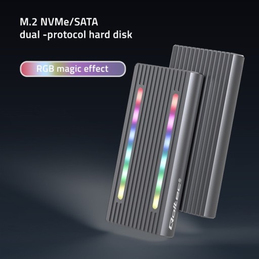 Корпус с твердотельным накопителем M.2 SATA NVMe RGB со светодиодной подсветкой, отсек для накопителя USB-C, емкость до 4 ТБ