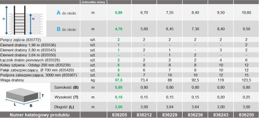 Аварийная лестница сталь оцинкованная DIN14094-1, 4,76 м