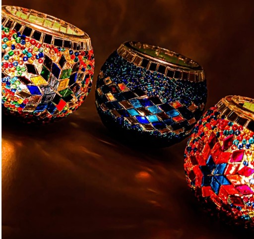 Świecznik na tealight SZKLANY MOZIAKA Turecki