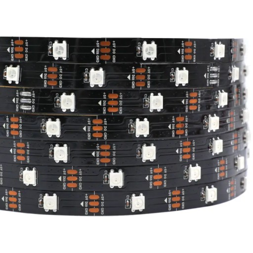Адресные светодиоды Цифровая светодиодная лента RGBIC WS2812B 30LED/m ARGB черная [5m]