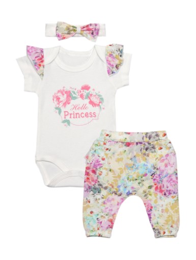 Komplet dla dziewczynki body spodenki + opaska 68