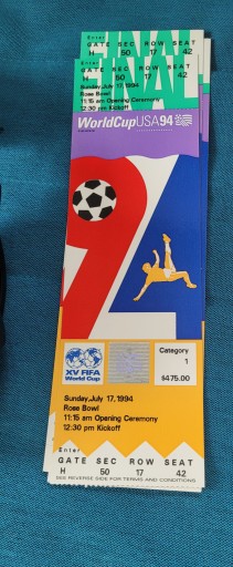 Билет Бразилия-Италия на ФИНАЛ ЧМ-1994 в США.