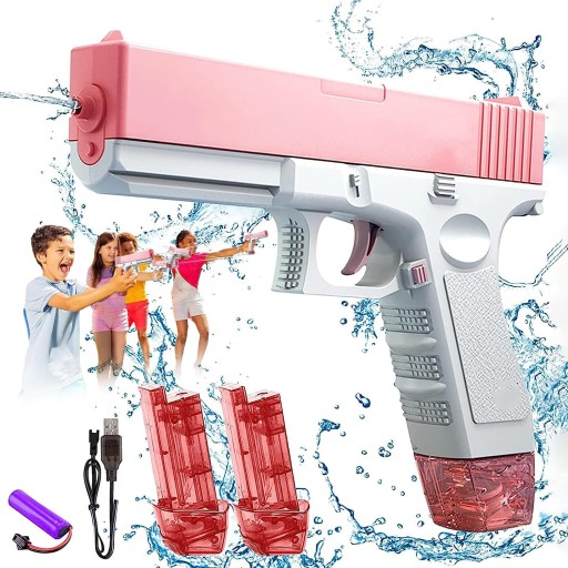 GLOCK АВТОМАТИЧЕСКИЙ ЭЛЕКТРИЧЕСКИЙ ВОДЯНОЙ ПИСТОЛЕТ ИГРУШКА ДЛЯ ДЕТЕЙ РОЗОВЫЙ