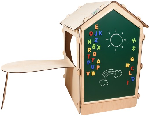 Domek ogrodowy drewniany stolik tablica kredowa 86 x 137 x 105 cm