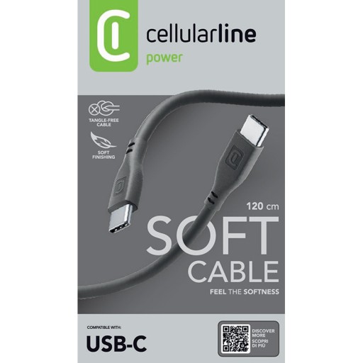 Cellularline Soft Cable-USB-C USB-C 1,2 м (черный) кабель