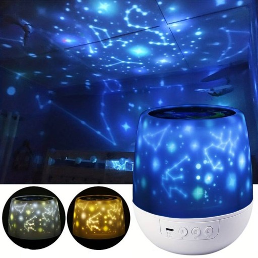 LAMPKA NOCNA PROJEKTOR GWIAZD NIEBA OBROTOWA 360° RZUTNIK DLA DZIECI LED