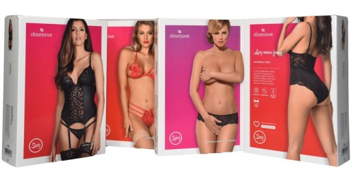Черное боди Megies с красным узором S/M Obsess