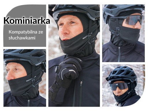 ROCKBROS Kominiarka Jesienno-Zimowa Ciepła na Twarz Czarna LF7345BK