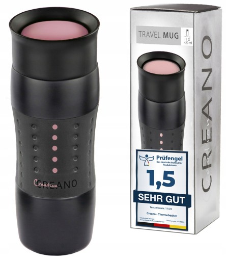 PREMIUM PODRÓŻNY TERMOS KUBEK TERMICZNY NA KLIK STAL NIERDZEWNA 420ml CR
