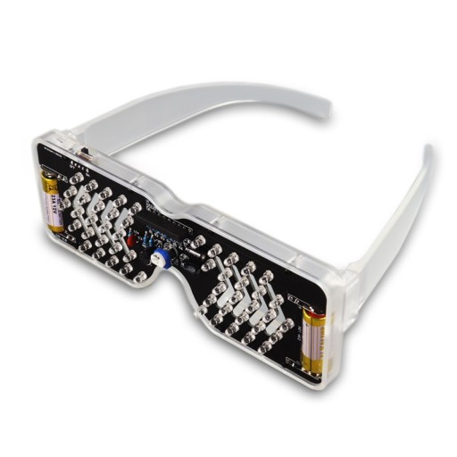 Świecące OKULARY LED aktywne na dźwięk RED DIY KIT