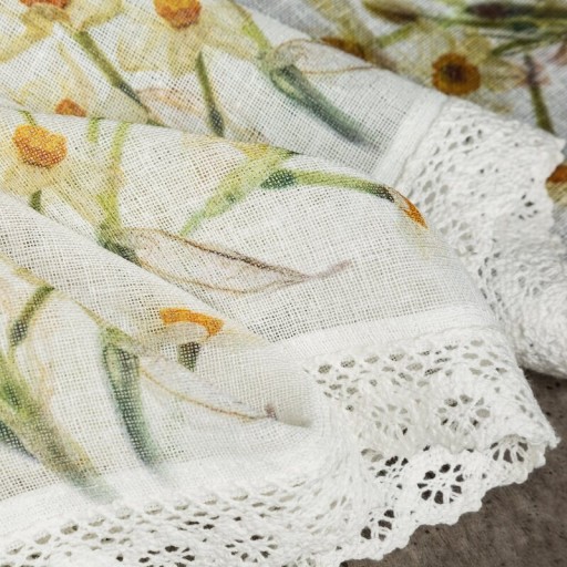Firana zazdrostka FLORA 60x150 cm koronka żonkile