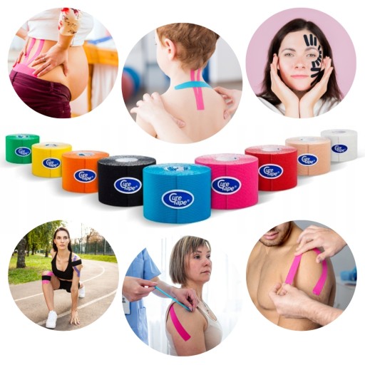 Taśma do kinesiotapingu tejpy CURETAPE CLASSIC do CIAŁA i TWARZY RÓŻOWA