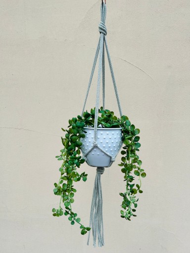 Kwietnik wiszący makrama ze sznurka boho OLIWKA