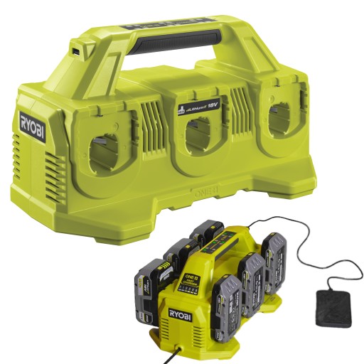 RYOBI 6-PORTOWA ŁADOWARKA 18 V 4A ONE+ RC18640 NA 6 AKUMULATORÓW USB 2A