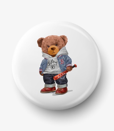 Button przypinka z grafiką BEAR DOLL