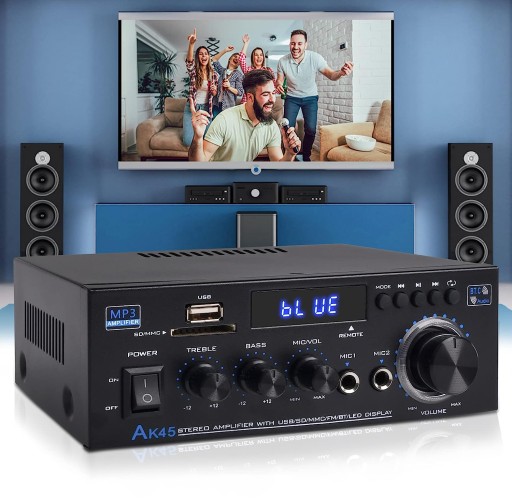 WZMACNIACZ DO GŁOŚNIKÓW KOLUMN AMPLITUNER BLUETOOTH STEREO HIFI USB PILOT