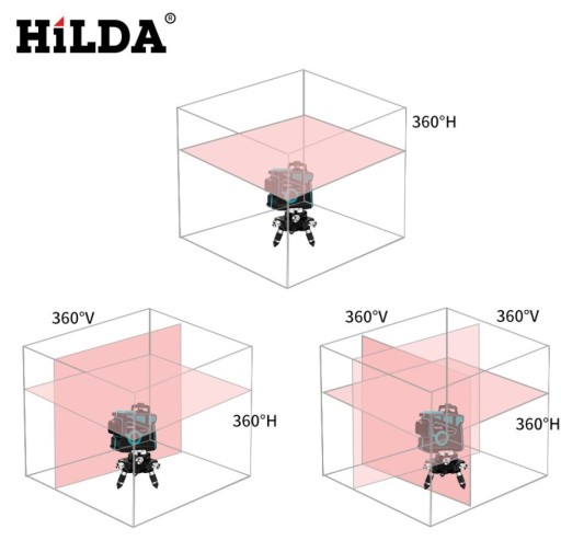 HILDA 3D LEVEL 12 LINE САМОВЫРАВНИВАЮЩИЙСЯ КРЕСТОВЫЙ ЛАЗЕР + ШТАТИВ 2,15 М