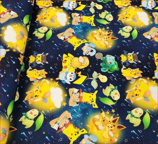 Dzianina dresowa POKEMON-TRENER GRANAT-CYFRA-FQ-3000