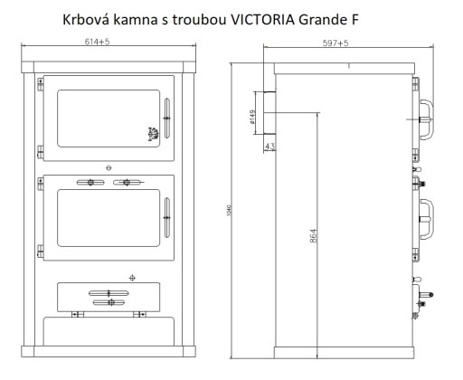 PIEC PIECYK Z PIEKARNIKIEM I FAJERKĄ NA DREWNO VICTORIA GRANDE F 12kW EKO