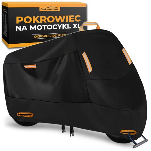 Чехол для мотоцикла XL 265x105x127 см, черный, Auto Gamma, Oxford 210D, PU