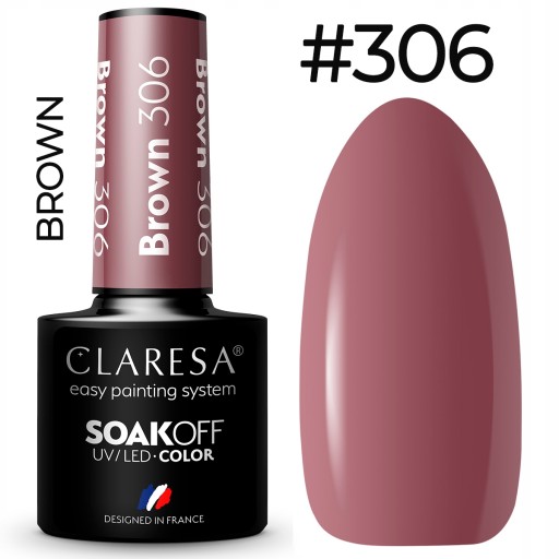 Claresa Lakier Hybrydowy 306 brown brązy lakiery