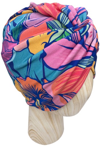 Czapka Turban Twist bawełniany Jersey Retro Kwiaty