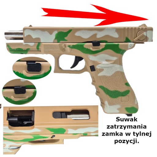 GLOCK 17 Replika ASG Pistolet na KULKI wersja wojskowa 6mm+ Granat + Tarcze