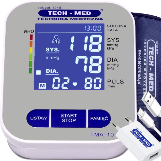 TECH-MED TMA-10 ПЛЕЧЕВОЙ МОНИТОР АРТЕРИАЛЬНОГО ДАВЛЕНИЯ ИСТОЧНИК ПИТАНИЯ