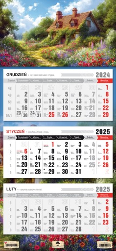 Kalendarz ścienny TRÓJDZIELNY 2025 GLAMOUR PINK RÓŻOWO ZŁOTY MARMUR HIT!!!