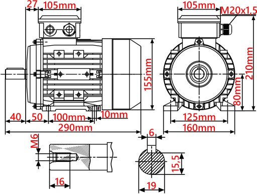 SILNIK ELEKTRYCZNY 0,75kW 400V 1390obr 3FAZOWY