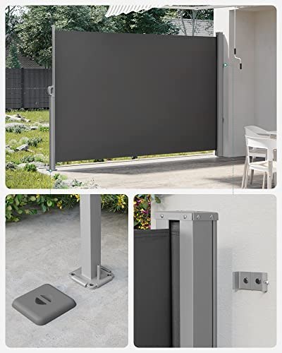 Сплошной тент для террасы-балкона 160 х 350 см, антрацит, ПВХ