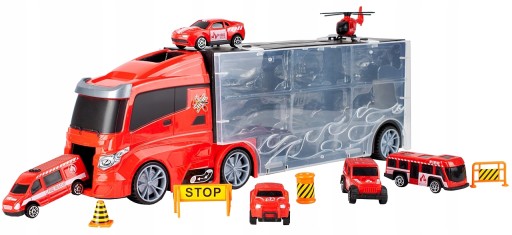 CIĘŻARÓWKA LAWETA STRAŻ POŻARNA AUTA AUTKA HELIKOPTER TIR Z SAMOCHODZIKAMI