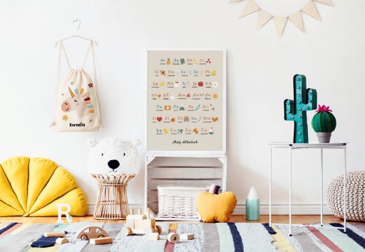 Plakat ALFABET 30x40 A3 MODNY boho vintage MONTESSORI