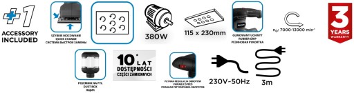 ГРАФИТ Орбитальная шлифовальная машина 380 Вт 115 X 230 мм