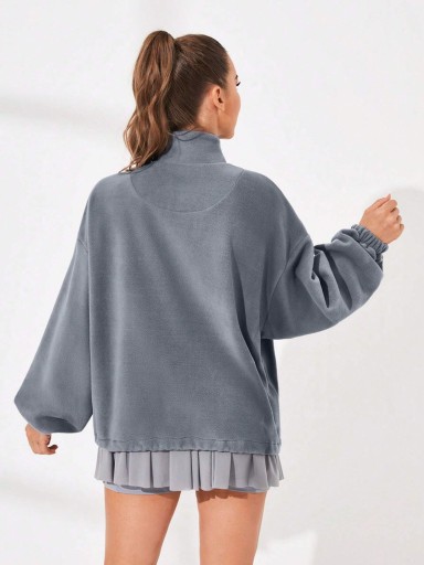 SHEIN SZARA BLUZA POLAROWA ZE ŚCIĄGACZEM NA ZAMEK TENIS S 26492