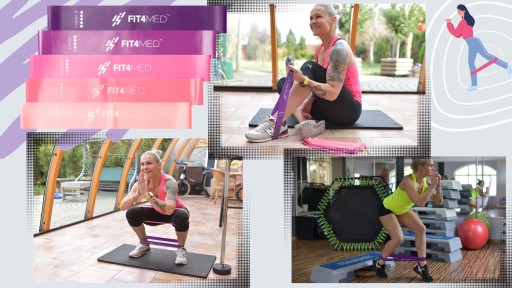 ZESTAW 5 GUM DO ĆWICZEŃ MINI BAND FITNESS FIT4MED oporowych + etui trening