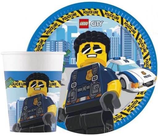 НАБОР КРУЖЕК, ТАРЕЛОК, LEGO CITY, LEGO BRICKS, BIRTHDAY, 16 шт.