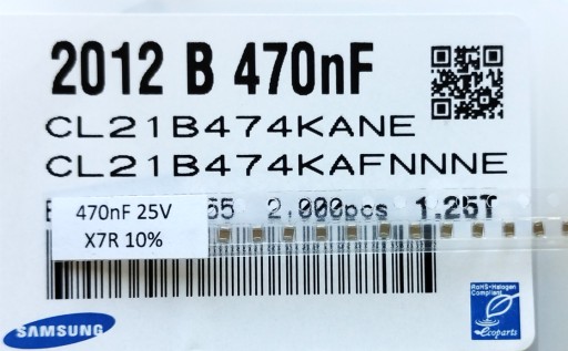 [130 шт.] Набор конденсаторов SMD 0805 100 нФ - 4,7 мкФ, 7 значений