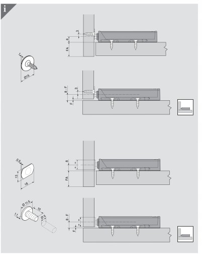 Blum Tip-On амортизатор 956.1004, короткий, белый, с магнитом