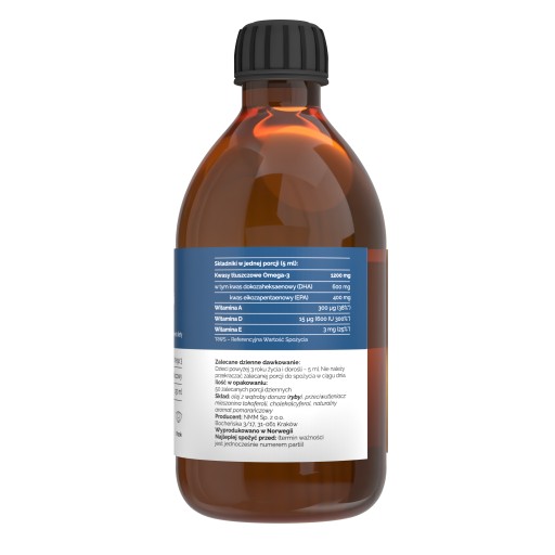 Vitaler's Tran Norweski z Dorsza Omega 3 Pomarańczowy Odporność 250 ml