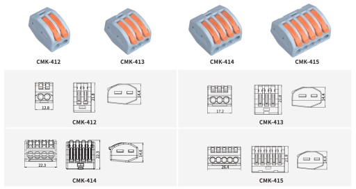 БЫСТРОСОЕДИНИТЕЛЬ CMK-413 0,08 до 2,5 (4,0) мм² 3 ЗАЖИМА - 50 ШТ.