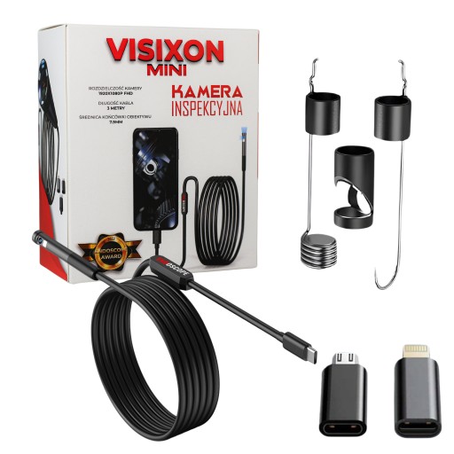 KAMERA INSPEKCYJNA ENDOSKOP 2x KAMERY ANDROID IPHONE DO TELEFONU 3M VISIXON