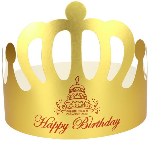 KORONA PAPIEROWA ZŁOTA HAPPY BIRTHDAY NA URODZINY SOLENIZANT KORONY