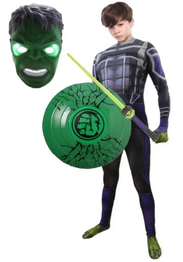STRÓJ PRZEBRANIE HULK POTWÓR MUTANT ZESTAW NA BAL KARNAWAŁ MIECZ 116/122