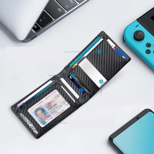 Тонкий кожаный кошелек Smart Wallet 1,5 см RFID Черный