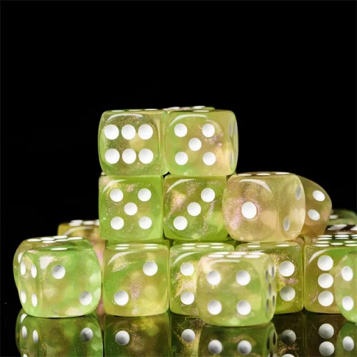 ZESTAW 10 KOSTEK K6 RPG KOŚĆ SZEŚCIOŚCIENNA ŚWIETLISTY ZAKĄTEK 1,6 CM