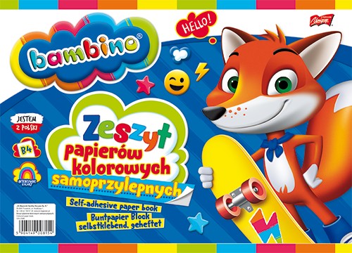 Блок цветной самоклеящейся бумаги B4, 8 листов Bambino